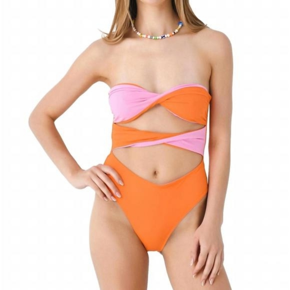💘 SOLID & STRIPED women's reversible marlie one-piece swimsuit in carnation S